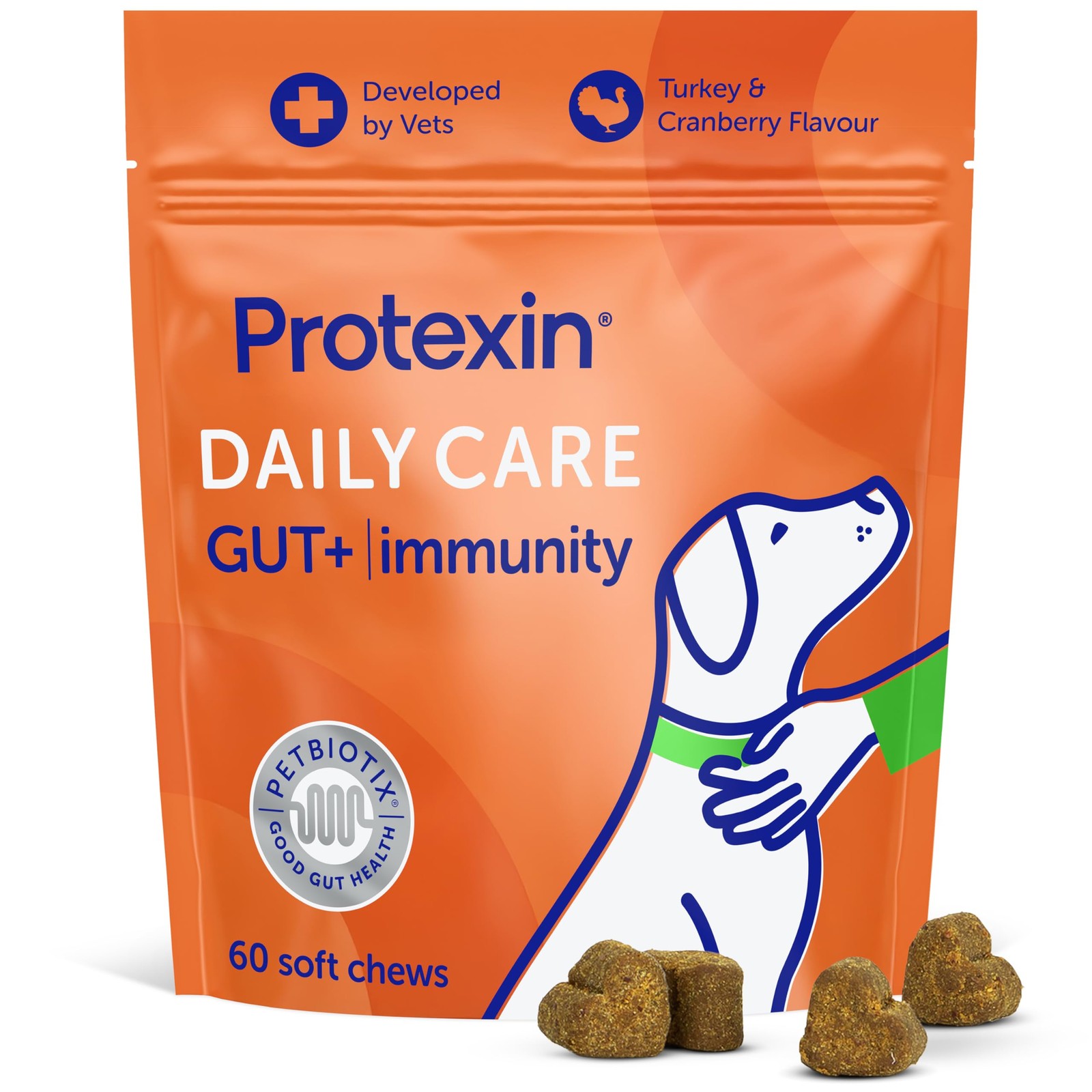 Protexin Daily Care Gut+ Immunity | 60 Probiotic Dog Chews, Turkey and Cranberry