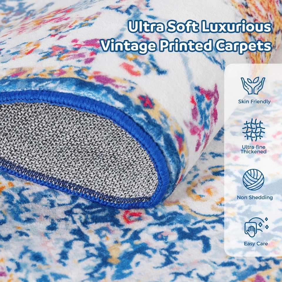 Large 8x10 Vintage Area Rugs for Living Room, Luxury Non-Slip Bedroom Rug, Di... - Image 4 of 4