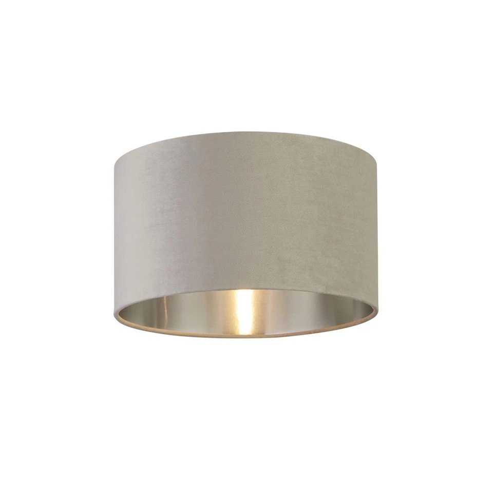 Paralume Velluto Ø 38 CM Rotondo per Luce a Sospensione E27 E14 Grigio Argento - Immagine 2 di 3