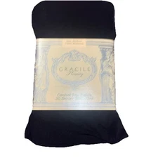 Vintage Gracile Control Top Microfiber 30 Denier Tights Size Medium Black