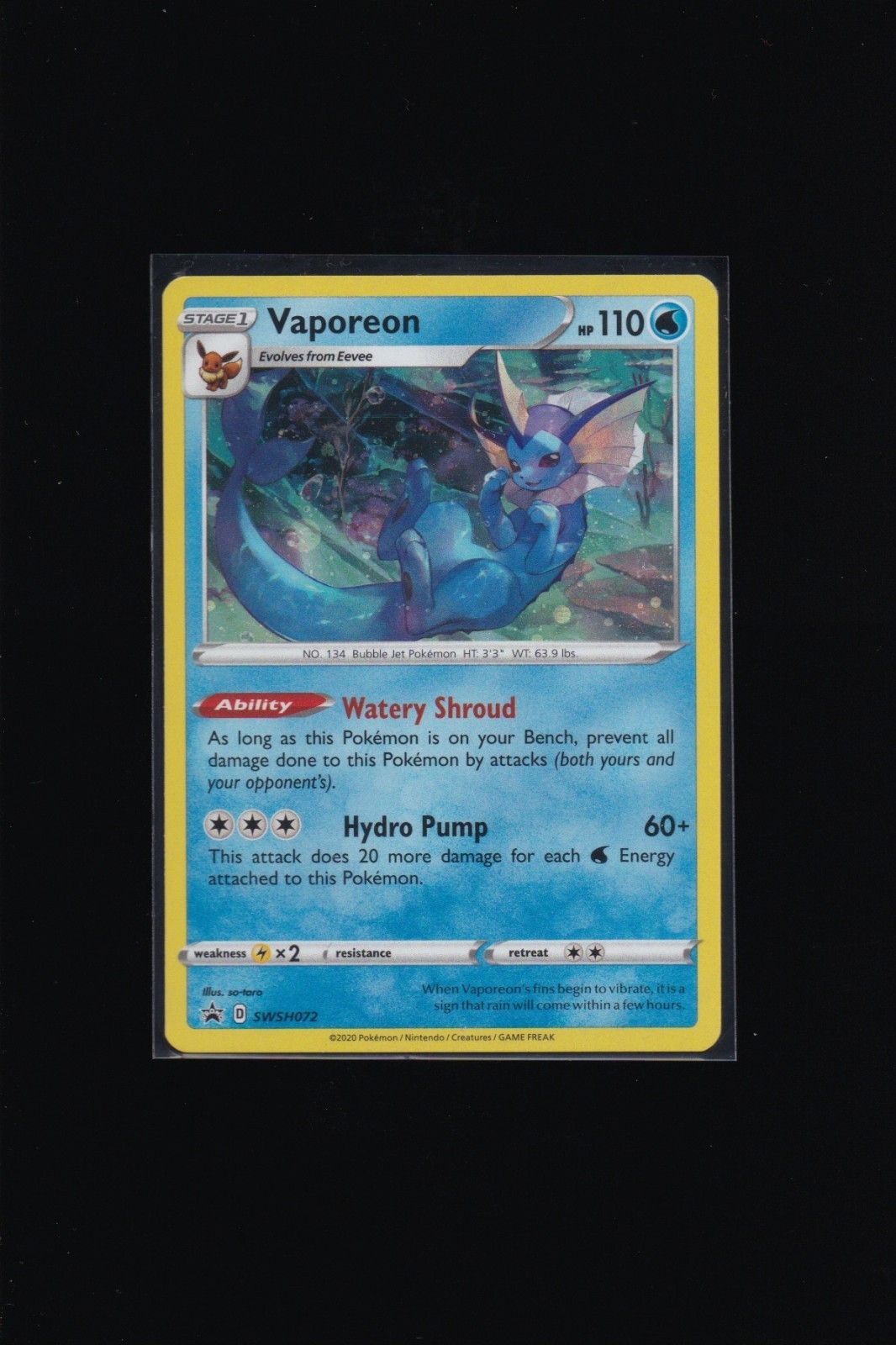 Vaporeon SWSH072 Sword & Shield Black Star Promo Cosmos Holo Pokémon Card NM
