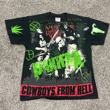Vintage 90s Pantera Cowboys From Hell AOP 1992 Band Tee Retro Shirt Mens L 20x26