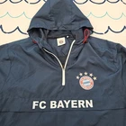 FC Bayern Munchen Men's Blue 1/2 Zip Windbreaker With Hood Jacket Size XL