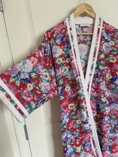 Vintage Miss Elaine Full Length Belted Wrap Robe Pockets Floral Womens Sm-Med