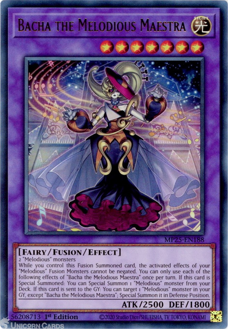 MP25-EN188 Bacha the Melodious Maestra : Ultra Rare 1st Edition Mint YuGiOh Card