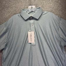 Collars  Co Dress Collar Polo Shirt Mens Large Blue Geometric Featherweight