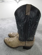 Stivali western da cowboy Justin da uomo taglia 8 EE in pelle nera marrone punta tonda E3874