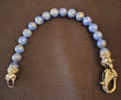 Stephen Webster Men s Polished Lapis Bead Bracelet Dark Sterling Silver Raven