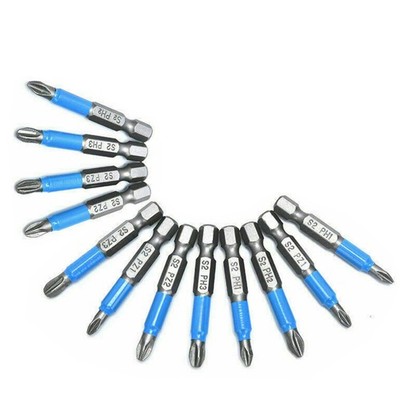 12Pcs Non-slip Screwdriver Bit Set Electric-Impact PH1/PH2/PH3/PZ1/PZ2/PZ3 c