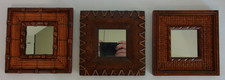 Set Of 3 Vtg Wood Frame Square Wall Accent Mirrors In Various Styles 6"