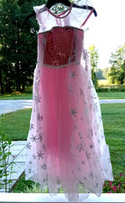 Sz 10 Vogue Fashion Girls Pink Dress W Snowflake Cape Attached Costume Dress Up