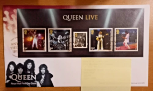 2020 GB Queen Live Mini Sheet Stamps (x5) First Day Cover Postmark Knebworth