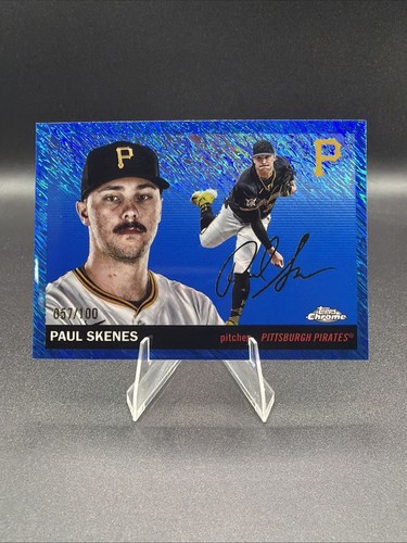 2025 Topps Chrome Platinum Baseball Paul Skenes #197 Blue Shimmer Refractor /100