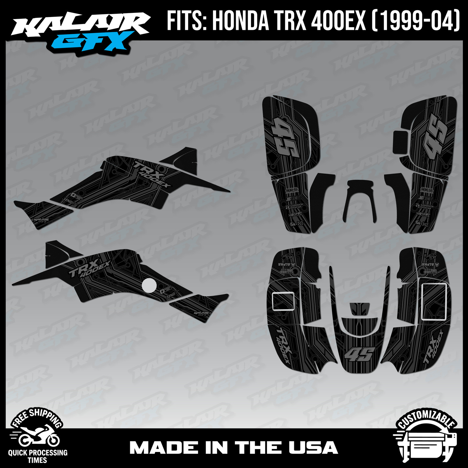 Graphics Kit for ATV Honda TRX 400EX (1999-2004) Electron Se