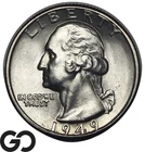 1949-D Washington Quarter, Beautiful Rev Toner, Gem BU++