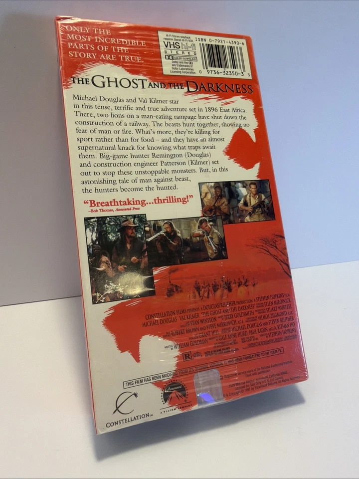 1997 - VHS - Unopened -  Collectable - The Ghost & The Darkness - Paramount - Image 4 of 4