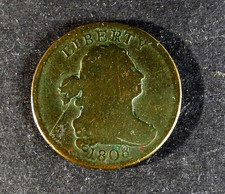 1808 DRAPED BUST HALF CENT EARLY COPPER HALF PENNY AND 1/200 FULLY LEGIBLE #7-3