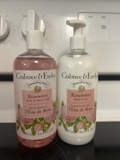 Crabtree Evelyn Rosewater Body Lotion Body Wash Set 16.9 oz NEW