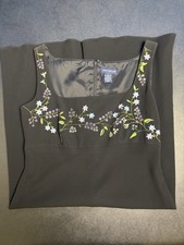 Ann Taylor Size 4 Black Sleeveless Dress Embroidered Floral