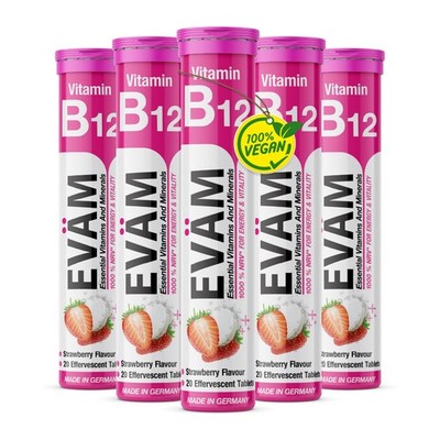 Vitamin B12 1000µg Hochdosiert Brausetabletten 20 in Tube für Energie Müdigkeit