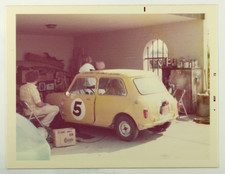 Found Photo Family Working On A Classic Mini Cooper Race Car 1973
