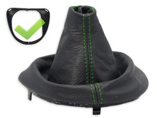 PER RENAULT MASTER 2003-2010 CUFFIA LEVA CAMBIO PELLE NERA FILO VERDE + TELAIO