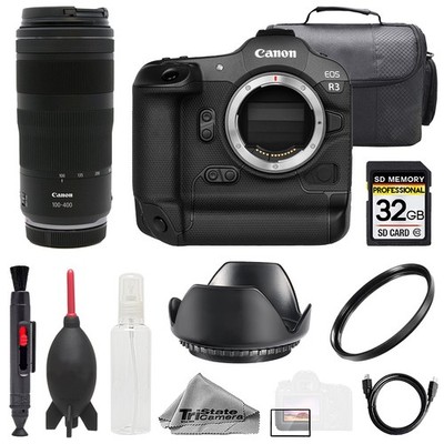 Canon EOS R3 + RF 100-400mm f/5.6-8 IS USM Lens +32GB+ UV Filter- Basic Kit