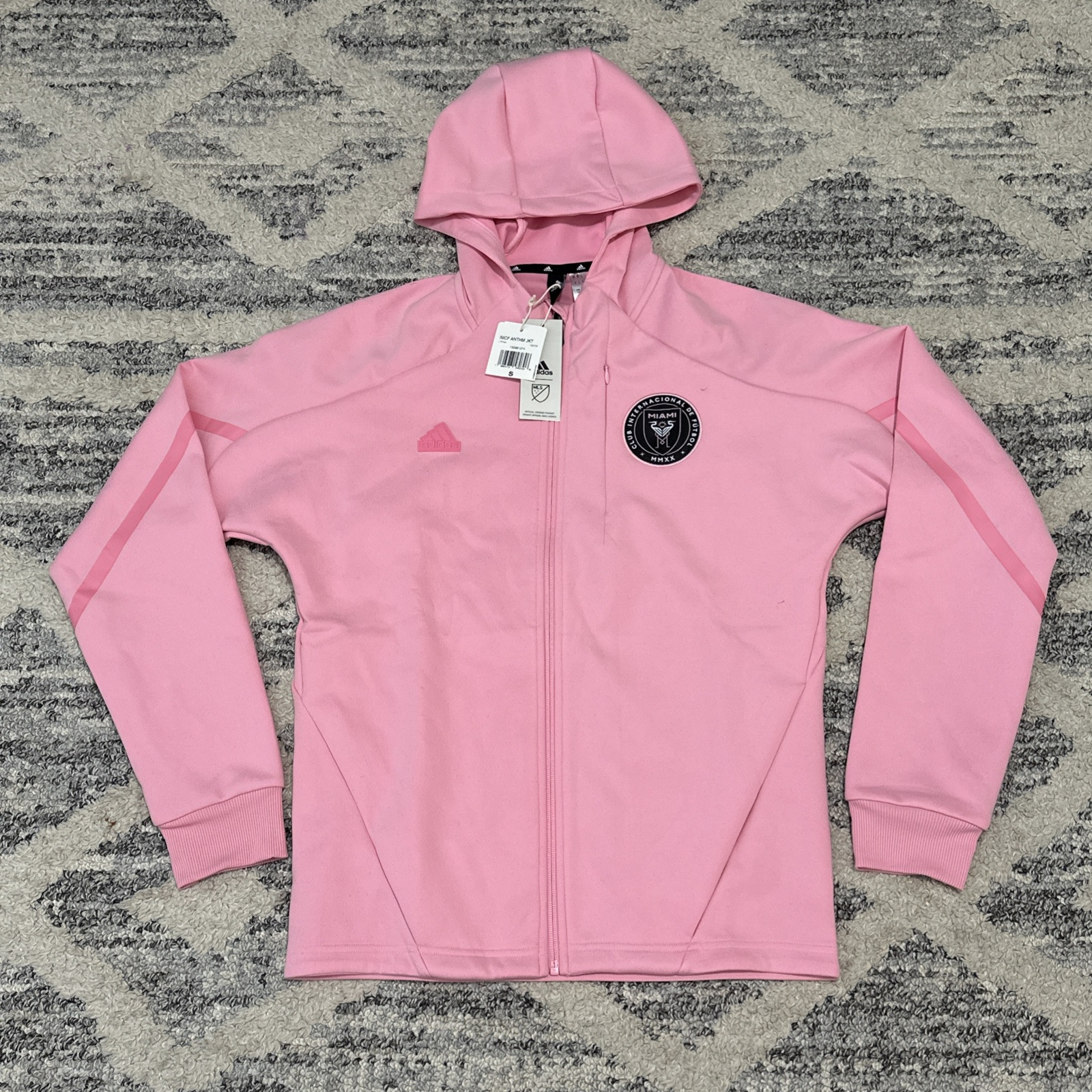 Adidas Inter Miami Pink MLS Soccer Hooded Jacket Small
