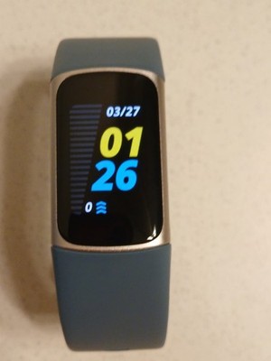 Fitbit Charge 5 Smartwatch Steel Blue Platinum Good Condition - Tested & Working