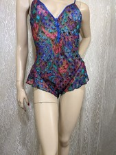 Vintage Victoria's Secret Unique Abstract Colorful Bodysuit Teddy Lingerie L
