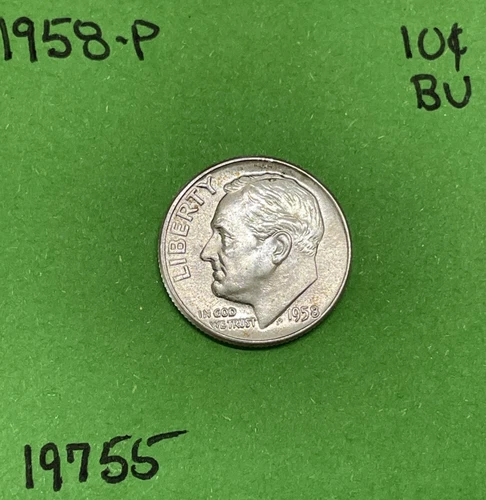 1958 Roosevelt Dime 10c BU Uncirculated Mint State 90% Silver
