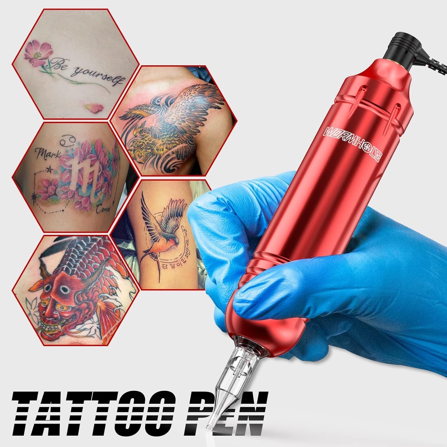 как выглядит Professional-Grade Tattoo Machine Kit - 105 Pieces with Ergonomic Design in Red фото