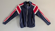 VTG Izod Lacoste Track Jacket Women XS Red White Blue Croc FullZip Pckts 70s