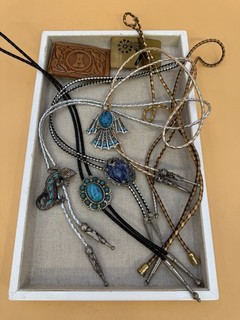 Vintage Bolo Tie Lot 4 Western Southwest Lapis Silver Bell Sancrest Buckles Co