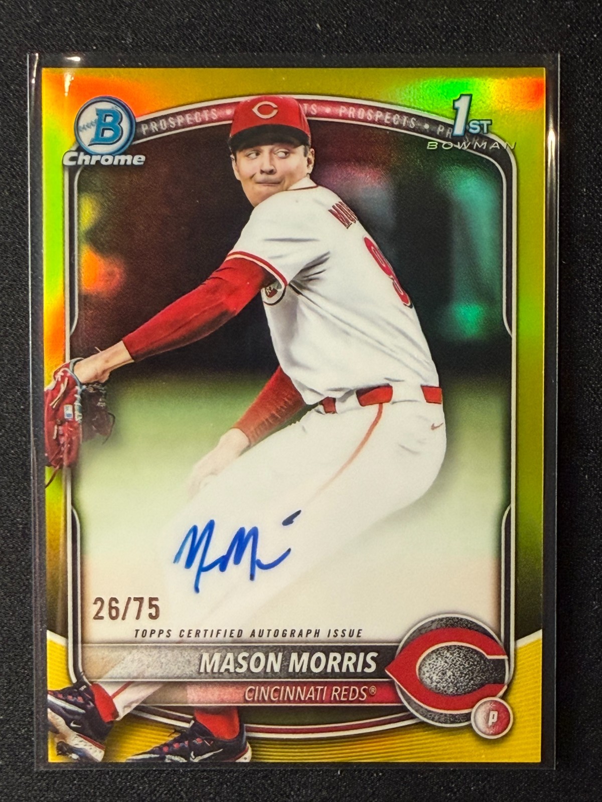 2025 Bowman Chrome 1st Draft Mason Morris Yellow Refractor Auto /75
