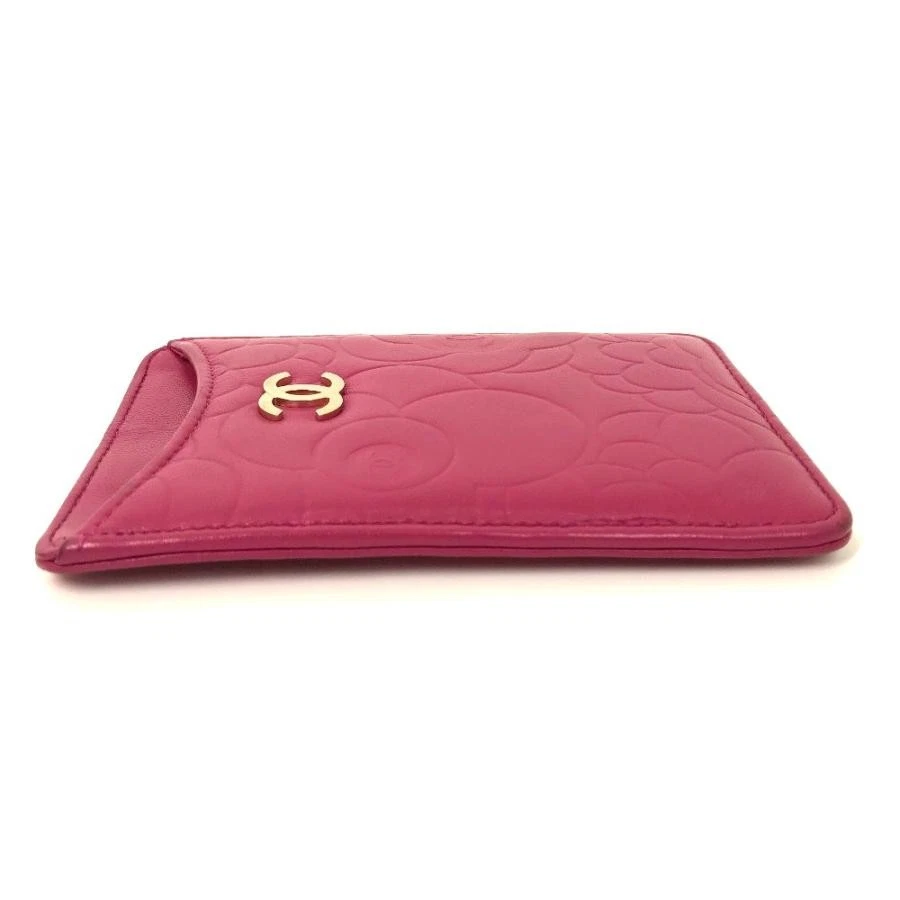 CHANEL Camellia Smartphone Pass Case Portatarjetas de Visita Vertical Marca CC Rosa Foto 3 de 4