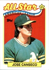 Jose Canseco 1989 Topps #401 Oakland Athletics FREE SHIPPING AutographDen