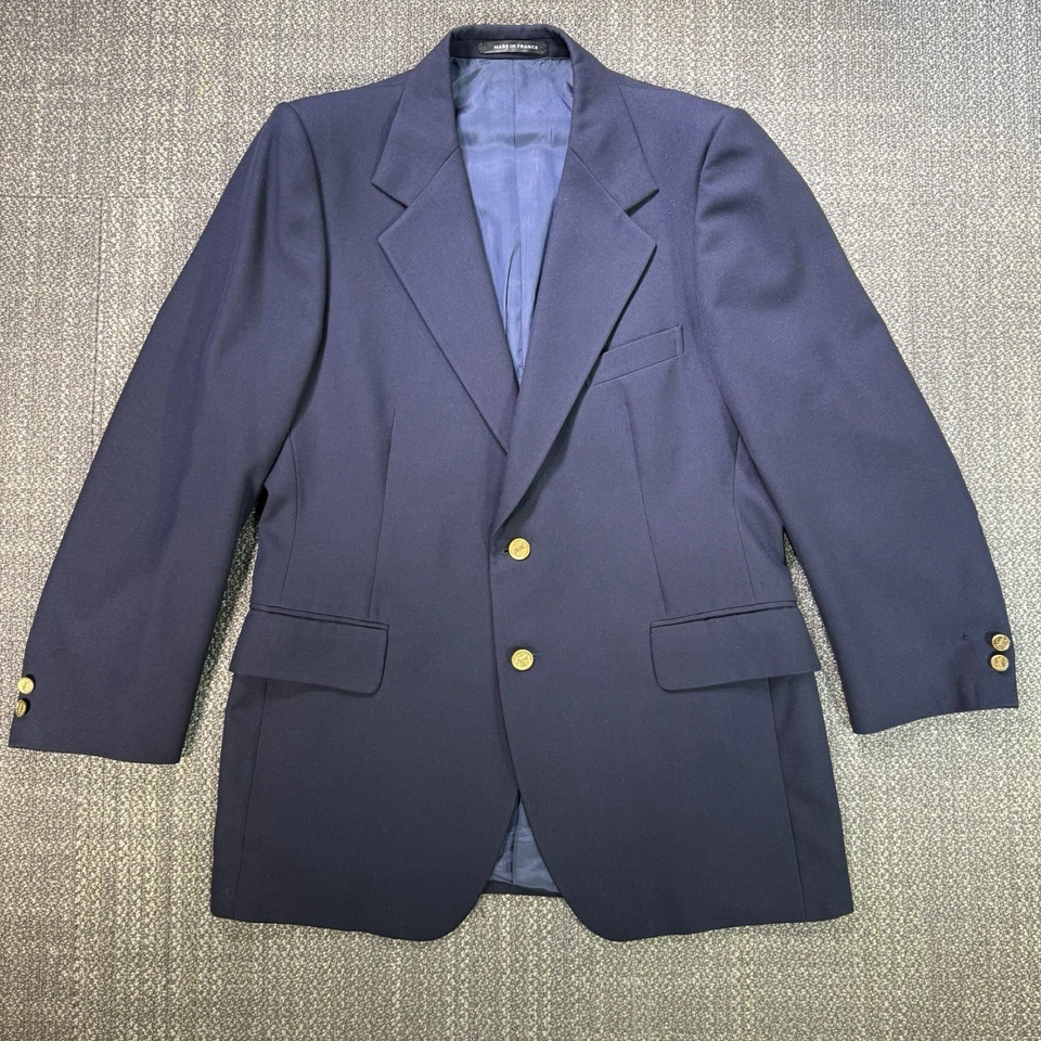 Yves Saint Laurent YSL Blazer Jacket Mens Navy wool Gold Buttons France Vtg 70s - Image 2 of 4