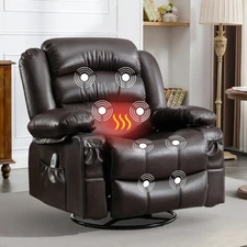 Massage Swivel Rocker Recliner Chair w/ Vibration Massage Heat Ergonomic Lounge