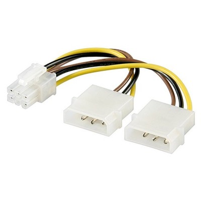 Stromkabel Y Adapter Intern PC Computer 2x 5,25 Stecker auf PCI Express 6-pin