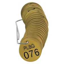 Brady 23263 Numbered Tag Set, 76 To 100, 25 Tags,  Pk25