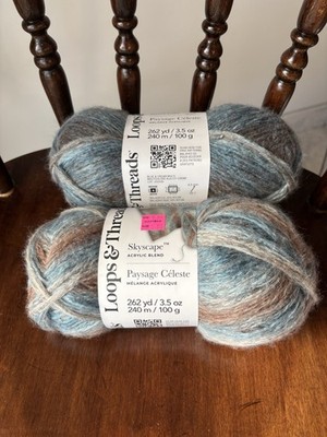 TWO Skeins Of Loops & Threads Skyscape Yarn: Blue & Cream Multi Lot 202509
