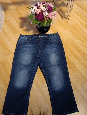 Ladies jeans blue M&S stretch elastane 46 48 XXL almost new wide capri short 7/8