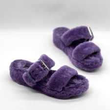 UGG Fuzz Yeah Shearling Slide Sandals Womens 7 Violet Bloom Purple Double Strap