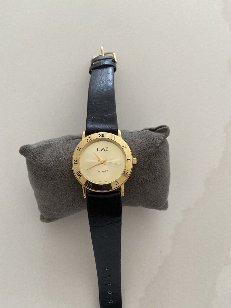 Women\'s Black Leather Strap Gold-Tone Dial Watch Peugeot Women main image 4