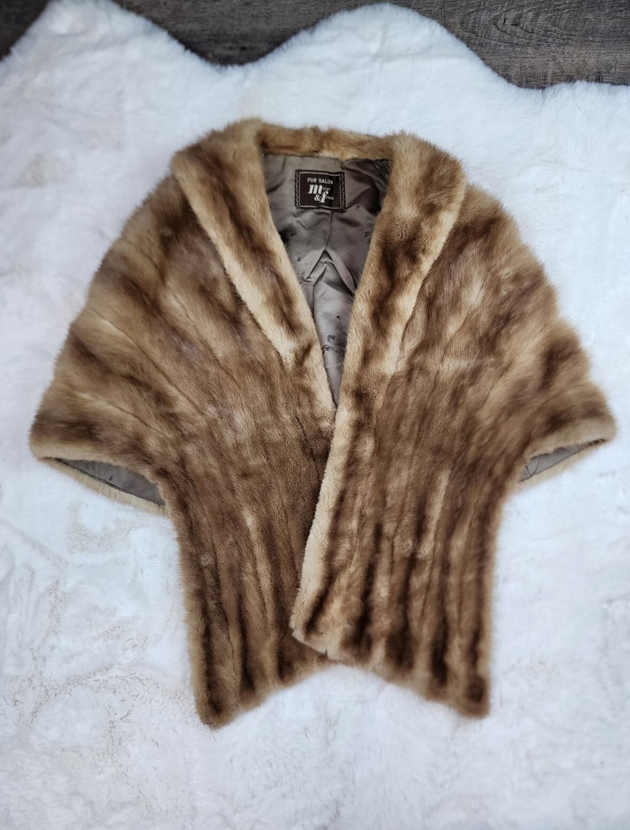 Vintage Meier And Frank Fur Salon Mink Stole Light Brown