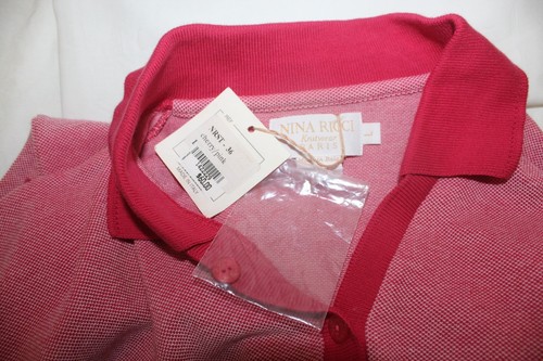 NWT Nina Ricci Knitwear Paris Women’s Red Pink Polo Shirt Size Large Italy - Picture 2 of 3