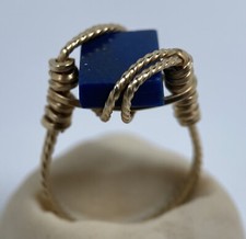 Vintage Wire Wrapped Lapis Lazuli Ring Size 6