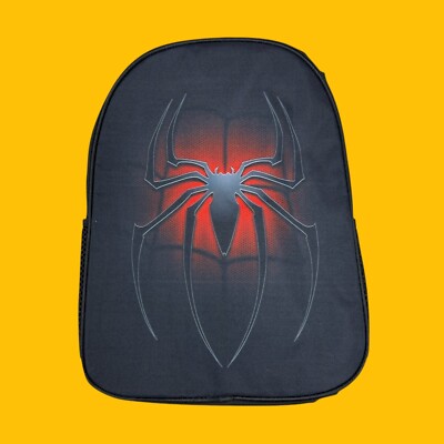 Spider Logo Print Travel Laptop Black Backpack 16.5 x12.75 