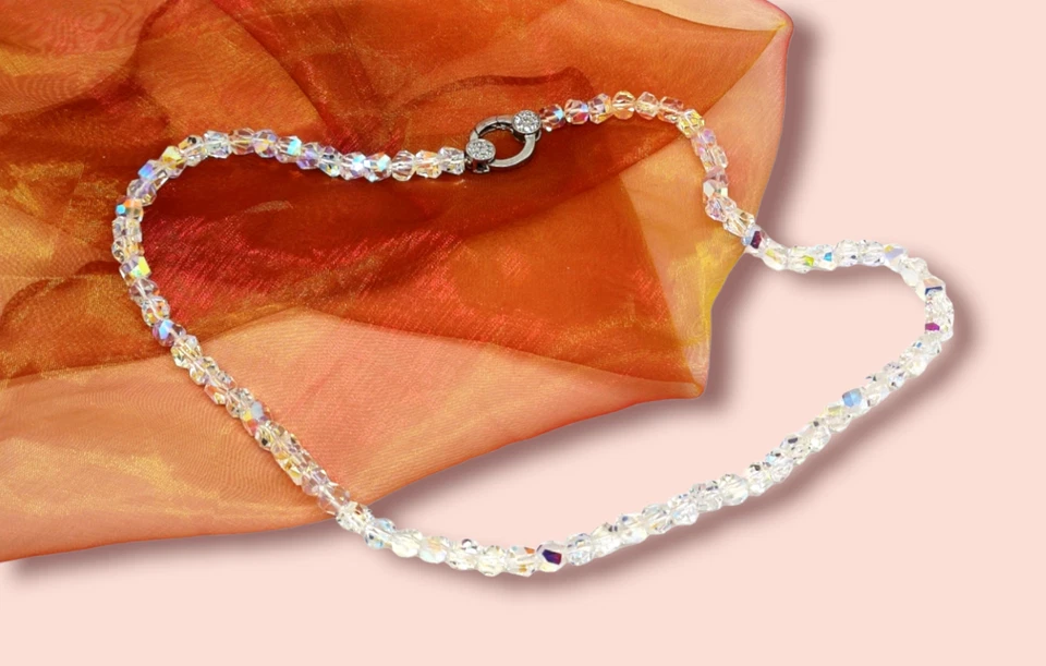 Collana donna cristalli SWAROVSKI Elements chiusura argento cm 52 Diam. 6 - Immagine 2 di 3